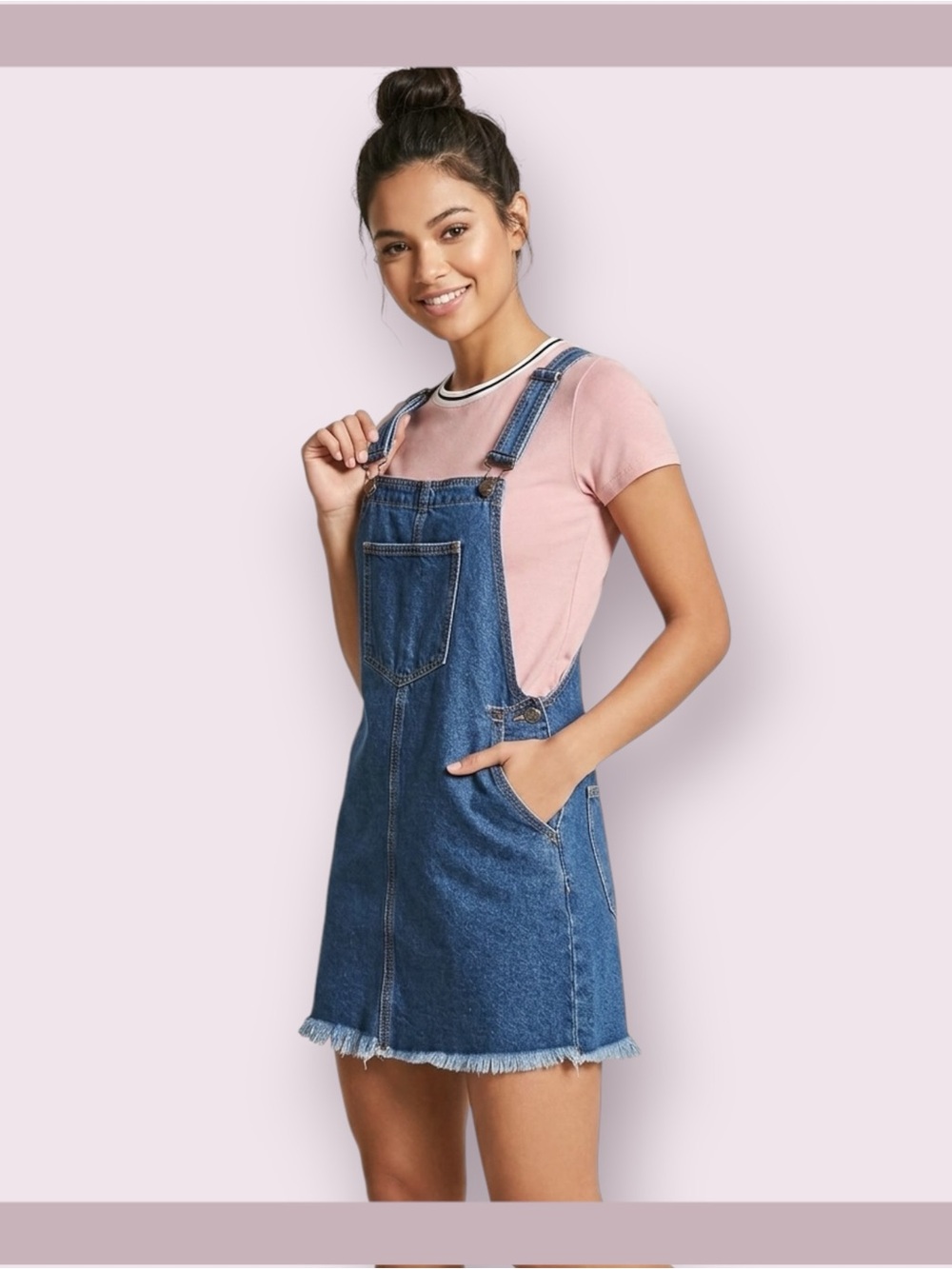 Forever 21 Denim Collection Dark Denim Woven Overall Dress